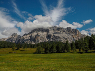 monte croce cross mountain in dolomites badia valley panorama landscape