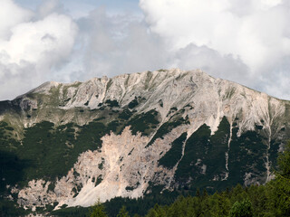 monte croce cross mountain in dolomites badia valley panorama landscape