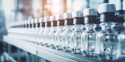 A pharmaceutical equipment being used to produce pharmaceutical glass bottles, Generative AI.