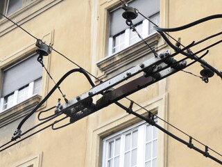 Fototapeta na wymiar trolley cable car detail in Zagreb Croatia architecture city town