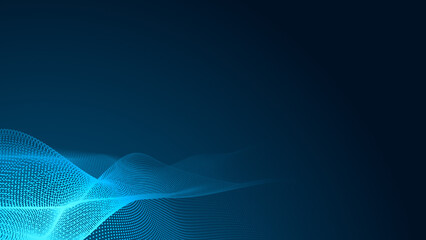 Abstract dot white blue wave gradient texture technology background.