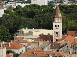 aerial view from tower of zadar croatia medieval town