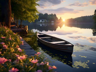 Rowboat on a Serene Summer Day