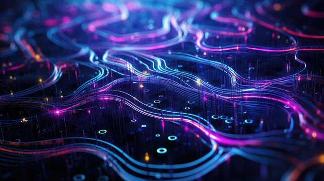 flow futuristic data stream illustration science business, technology digital, tech 3d flow futuristic data stream