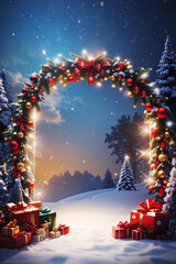 Christmas card template with Santa Claus and christmas tree background