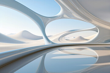 Abstract background with wavy lines. Smooth waves. Generative AI