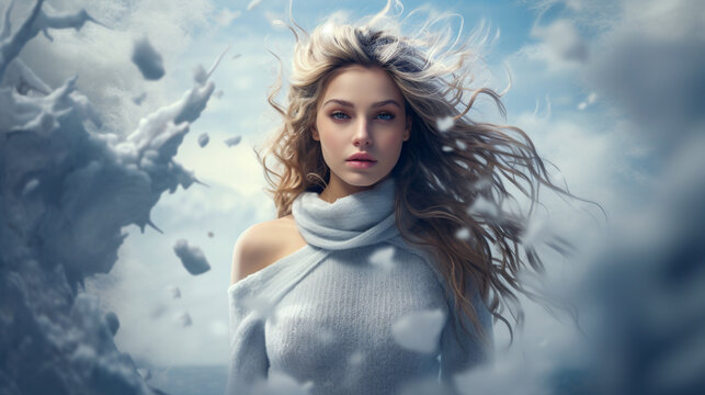Portrait of a woman in winter surroundings