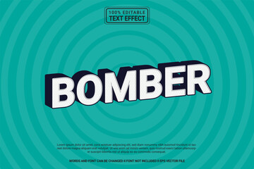 Editable text effect Bomber 3d cartoon template stlye modren premium vector	
