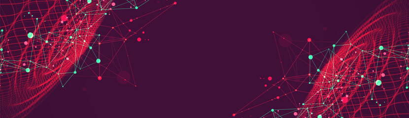 Template for science and technology presentation. Plexus style background.