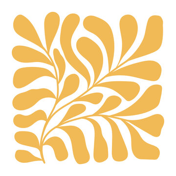 Vector illustration in simple Matisse naive and hippie groovy style, flowers and plants, floral botanic hand drawn design templates, frames and modern art prints, posters and placards