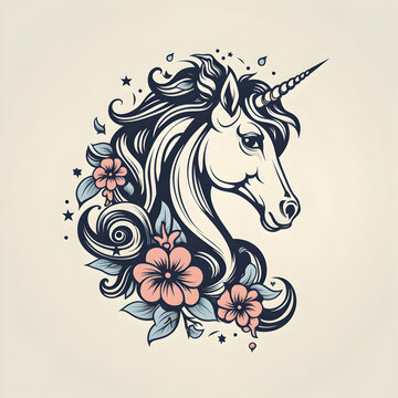 vector illustration with drawn unicorn