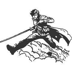 Uplifting the Hunter Abilities Vintage Illustration Vector