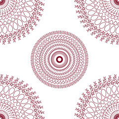 Red mandala pattern, ideal for wallpapers, fabrics, desktop backgrounds...; transparent background