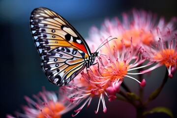Fototapeta premium a butterfly sitting on a freshly blossomed flower