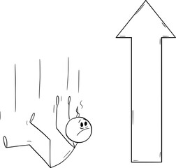 Looking for Success, Vector Cartoon Stick Figure Illustration