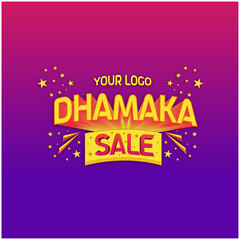 Fototapeta na wymiar Dhamaka Sale, Diwali, Dasara, Festival Sale. Sale Logo Unit Vector. Promotional Advertisement Logo