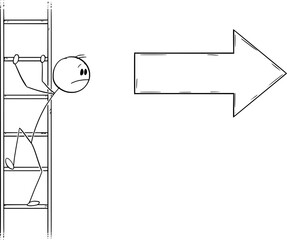 Looking for Success, Vector Cartoon Stick Figure Illustration