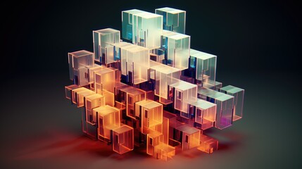 design voxel nano structure illustration 3d science, macro backdrop, research futuristic design voxel nano structure