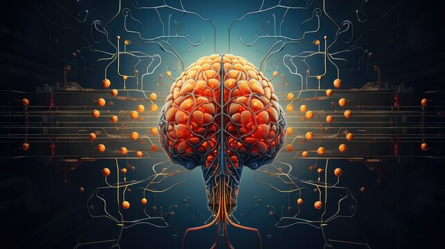 mind brain abstract human illustration technology intelligence, design artificial, network information mind brain abstract human