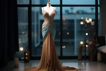 Deurstickers designer evening gown on a mannequin © altitudevisual