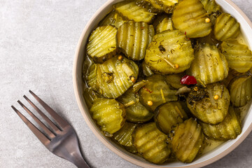 Dill pickles with dill, mustard seeds and spices