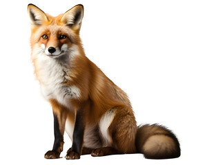 side view fox isolated png ,fox isolated on transparent background ,generative ai