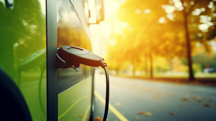 transport bus charging on an electric charging point