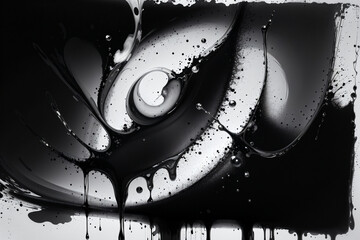 Abstract Splashes of Monochrome Paint Liquid