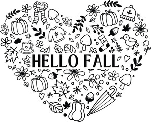 Fall Leaf Heart Svg, Fall SVG, Hello Fall Svg, Fall Heart SVG, Pumpkin SVG , Fall leaves svg, Fall Leaf cut file, Fall is my favorite svg