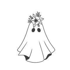 Spooky Season svg, Floral Ghost SVG File, Ghost SVG, Spooky Svg, Ghost Flower Crown Cut File, Halloween svg file, Halloween cut files