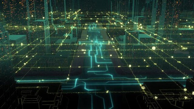 Tech Earth Globalization networking,  animation of information and data distribution