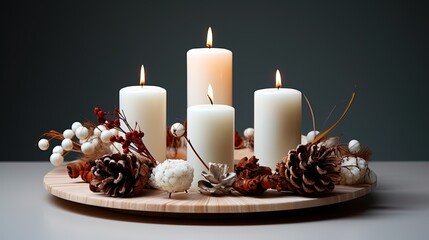 Contemporary Yuletide Glow: Modern Advent Wreath Celebrating the Christmas Season in 8K created with generative ai technology