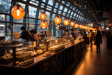 The inside scene of bakery and coffee shop