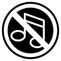  not allowed, prohibition, forbidden, music, signaling Icon, Glyph style icon vector illustration, Suitable for website, mobile app, print, presentation, infographic and any other project.