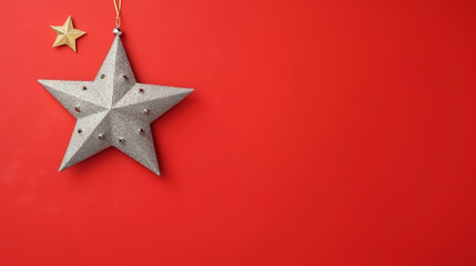 Christmas card. star on a red background. Generative Ai