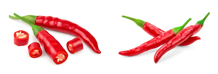 red hot chili peppers isolated on white background