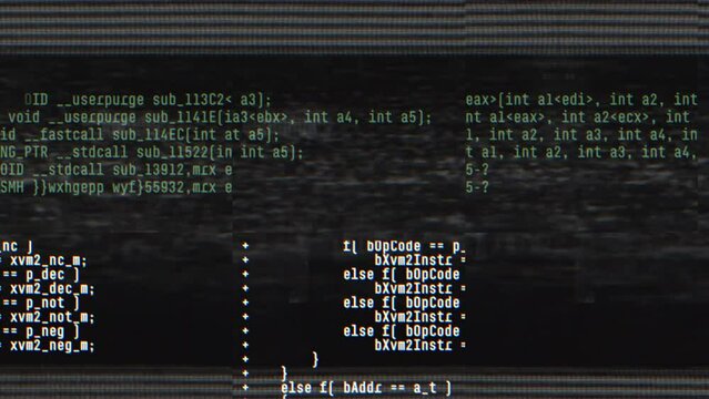 Abstract digital glitch effect with noise looped background. Error signal loop. Virus code and software hack concept. Cyber security