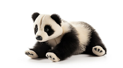Fototapeta premium Panda toy on white background. Paws