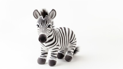 Fototapeta na wymiar zebra Soft toy on a white background, cut