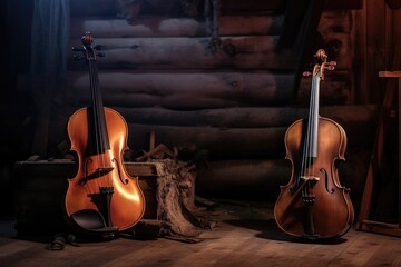 a large and a small violin positioned next to each other