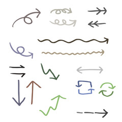 手書き風矢印セット　くすみカラー