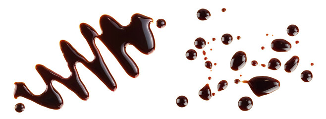 Balsamic vinegar isolated on white background. Top view. Flat lay