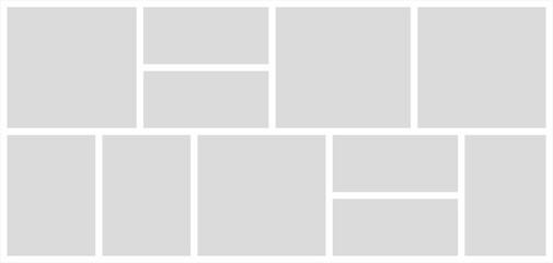 Pictures or photos frame collage. comics page grid layout abstract photo frames and digital photo wall template
