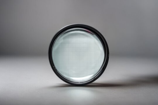 Magnifier enlarging on gray background. Business industrial quality control and voting concept. Approval and Contract assignment theme