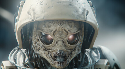 alien monster dressed as astronaut looking at you, generative ai