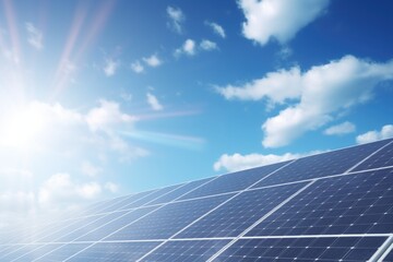 solar panels in sunshine against a clear sky