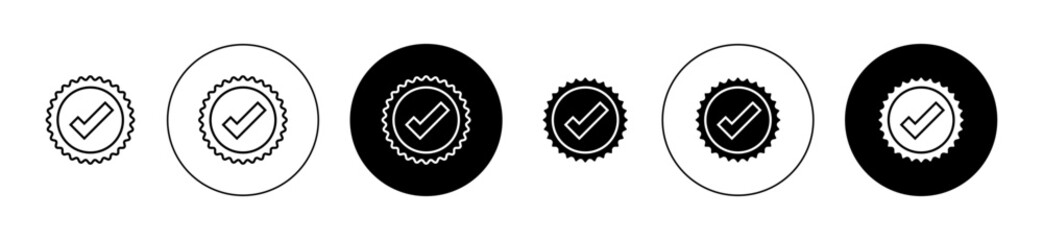 Quality certificate vector icon set in black color. Suitable for apps and website UI designs - obrazy, fototapety, plakaty