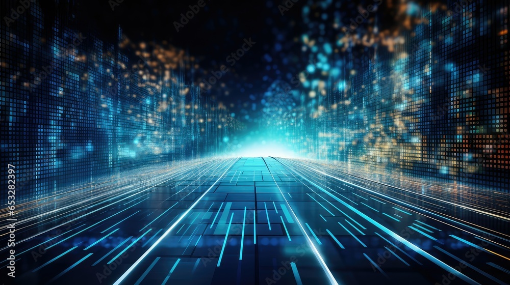 Wall mural system digital data flow illustration business artificial, intelligence cyber, internet communicatio