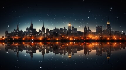 Fototapeta na wymiar Starry Night over Christmas City: Modern Festive Urban Glow in 8K created with generative ai technology