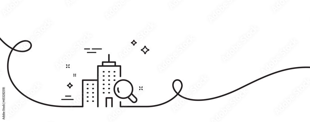 Poster inspect line icon. continuous one line with curl. building quality sign. construction verification s